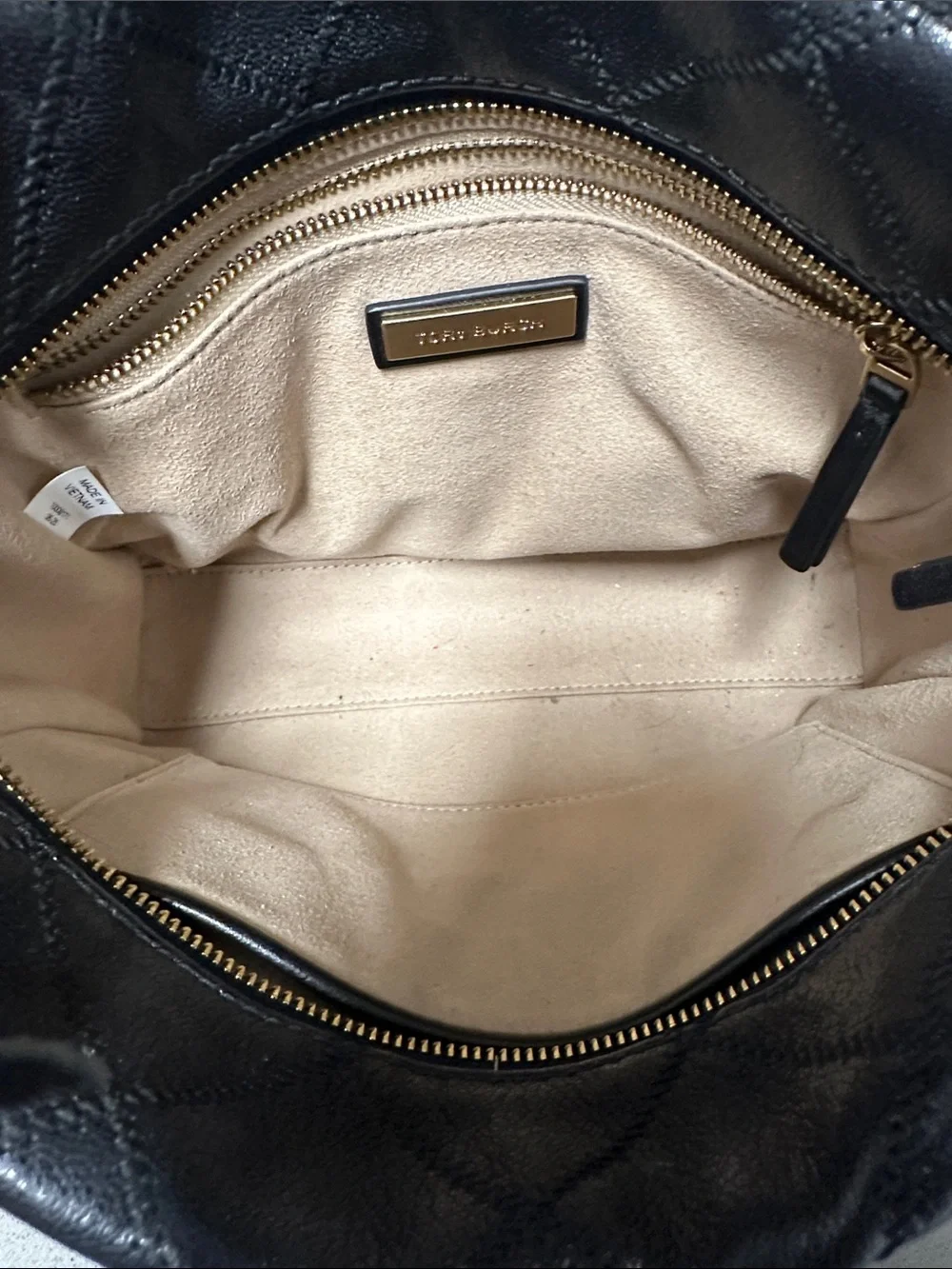 Tory Burch Black Quilted Shoulder Bag with Gold Chain